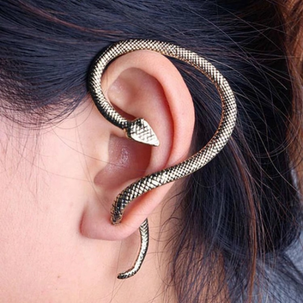 Stainless Steel Silver Snake Earring